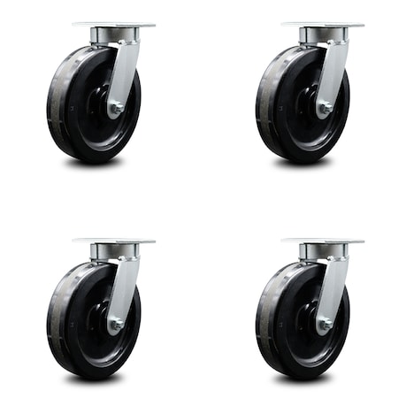 Service Caster 8 Inch Kingpinless Phenolic Wheel Swivel Top Plate Caster SCC, 4PK SCC-KP30S820-PHR-4